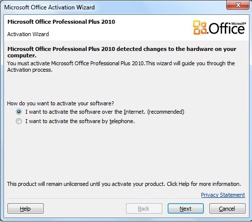 disable microsoft office activation wizard popup